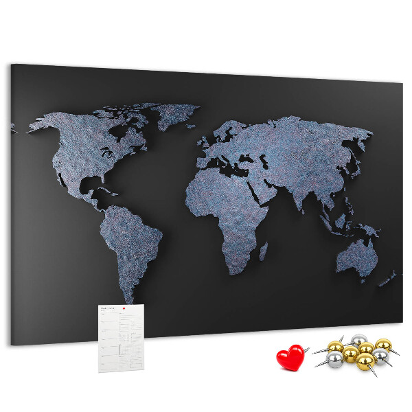 Tablero de anuncios mapa del mundo en tonos azules