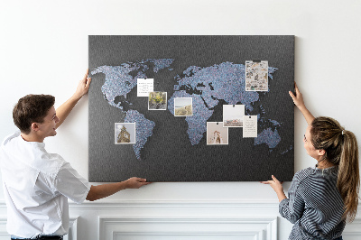 Tablero de anuncios mapa del mundo en tonos azules
