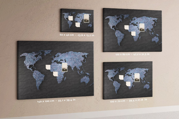 Tablero de anuncios mapa del mundo en tonos azules