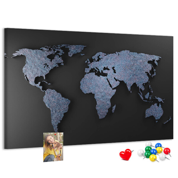 Tablero de anuncios mapa del mundo en tonos azules