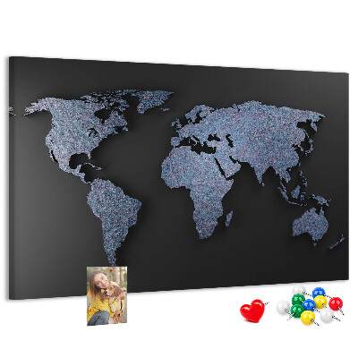 Tablero de anuncios mapa del mundo en tonos azules