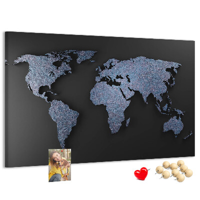 Tablero de anuncios mapa del mundo en tonos azules