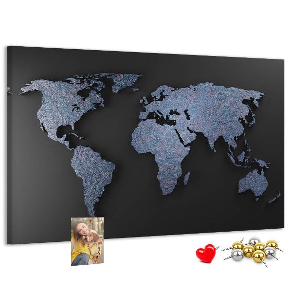 Tablero de anuncios mapa del mundo en tonos azules