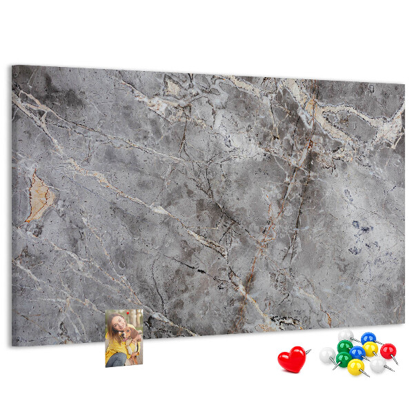 Pizarra de corcho con elegante patrón de mármol gris veteado