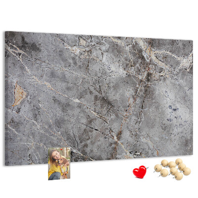 Pizarra de corcho con elegante patrón de mármol gris veteado