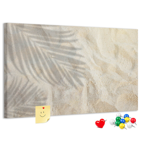 Tablero de corcho decorativo arenas cálidas con sombras delicadas