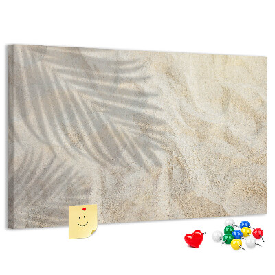 Tablero de corcho decorativo arenas cálidas con sombras delicadas