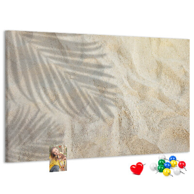 Tablero de corcho decorativo arenas cálidas con sombras delicadas