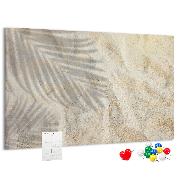 Tablero de corcho decorativo arenas cálidas con sombras delicadas