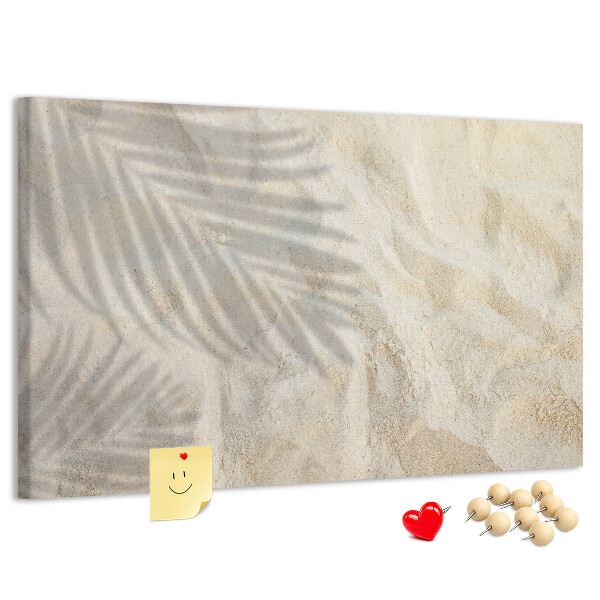Tablero de corcho decorativo arenas cálidas con sombras delicadas