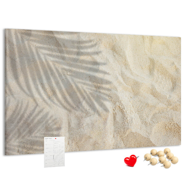 Tablero de corcho decorativo arenas cálidas con sombras delicadas