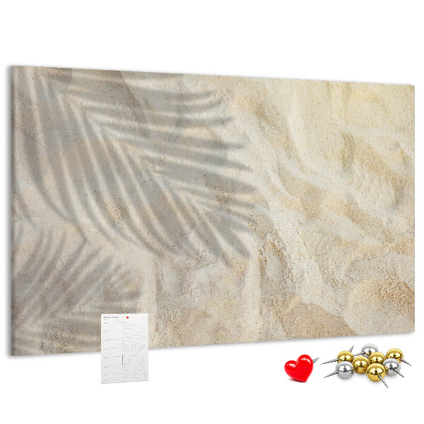 Tablero de corcho decorativo arenas cálidas con sombras delicadas
