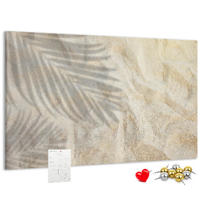 Tablero de corcho decorativo arenas cálidas con sombras delicadas