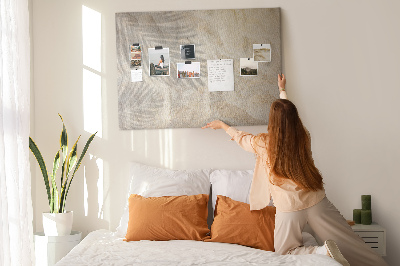 Tablero de corcho decorativo arenas cálidas con sombras delicadas