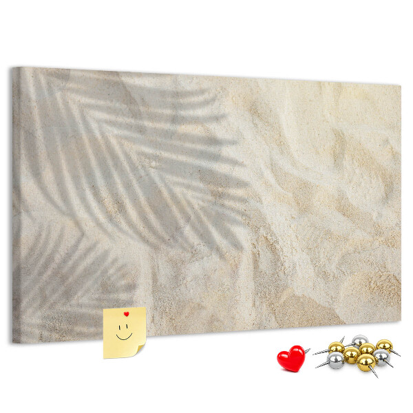 Tablero de corcho decorativo arenas cálidas con sombras delicadas