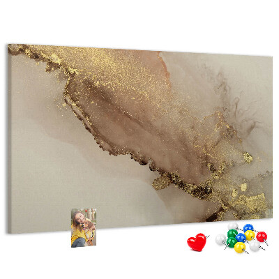 Tablero de anuncios paisaje abstracto con detalles dorados