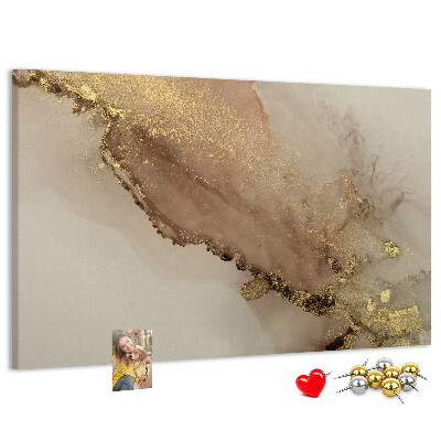 Tablero de anuncios paisaje abstracto con detalles dorados