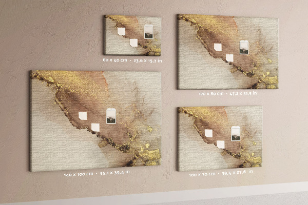 Tablero de anuncios paisaje abstracto con detalles dorados