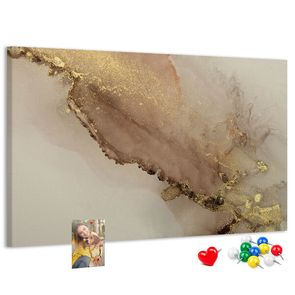 Tablero de anuncios paisaje abstracto con detalles dorados