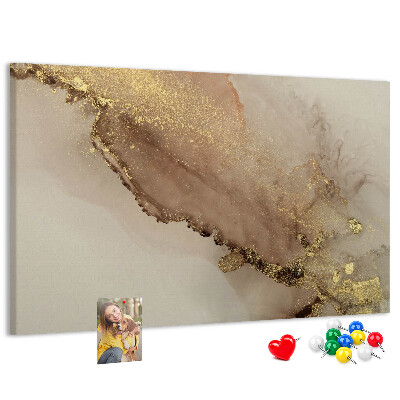 Tablero de anuncios paisaje abstracto con detalles dorados