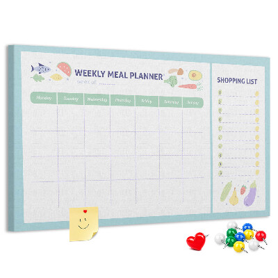 Tablero de corcho decorado Planificador de comidas para toda la semana