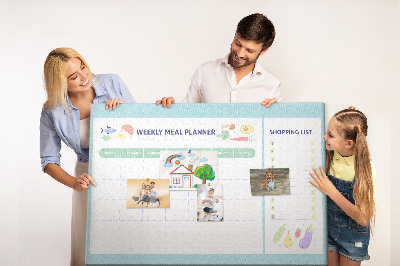 Planificador de comidas semanal con tablero de corcho decorativo