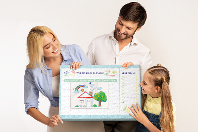 Planificador de comidas semanal con tablero de corcho decorativo