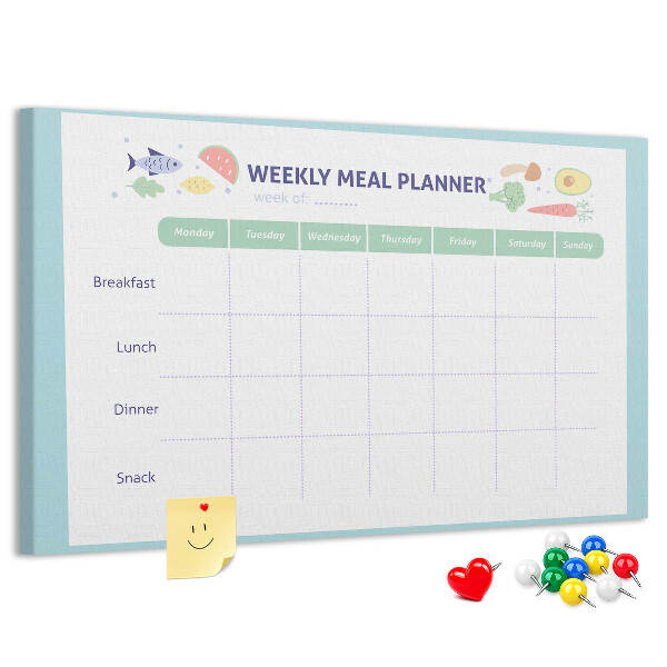 Pizarra de corcho planificador semanal de comidas