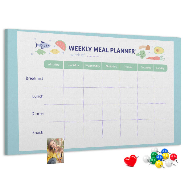 Pizarra de corcho planificador semanal de comidas