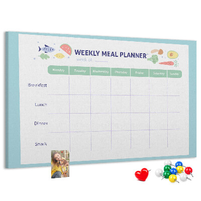 Pizarra de corcho planificador semanal de comidas