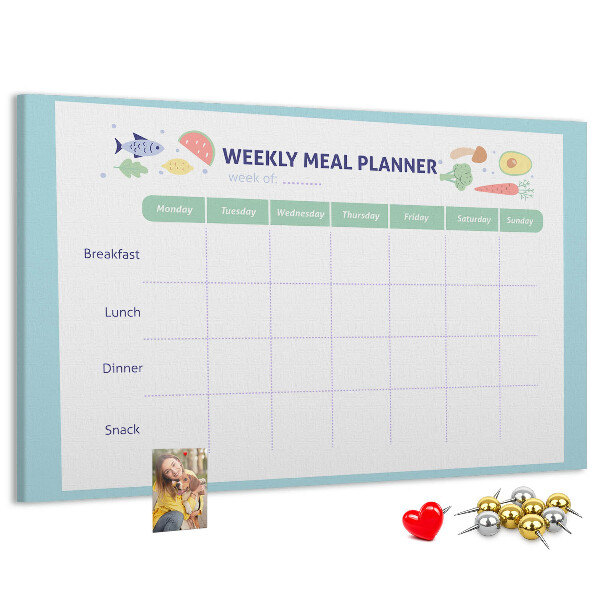Pizarra de corcho planificador semanal de comidas