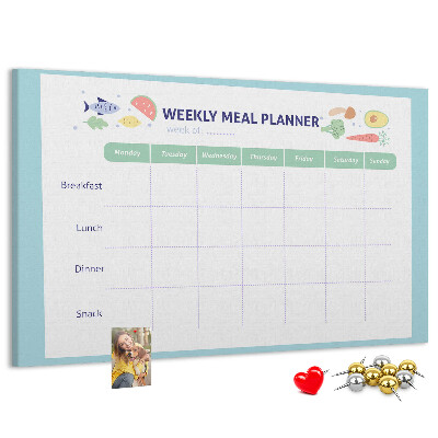 Pizarra de corcho planificador semanal de comidas