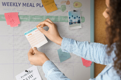 Pizarra de corcho planificador semanal de comidas