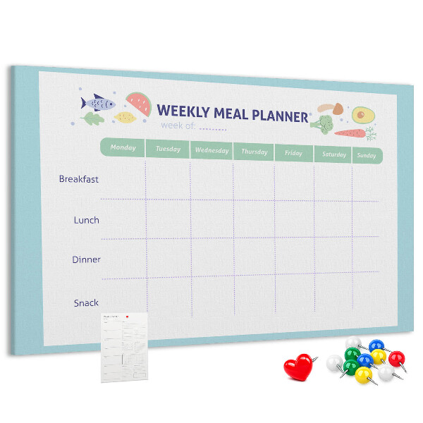 Pizarra de corcho planificador semanal de comidas
