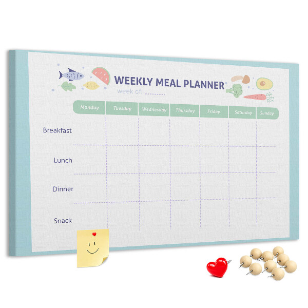 Pizarra de corcho planificador semanal de comidas