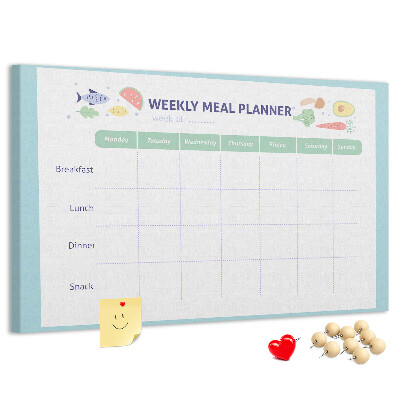 Pizarra de corcho planificador semanal de comidas