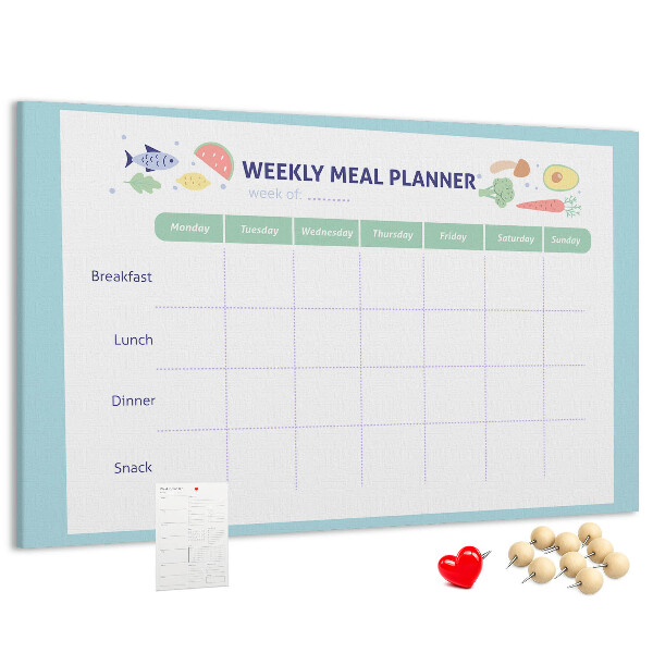Pizarra de corcho planificador semanal de comidas