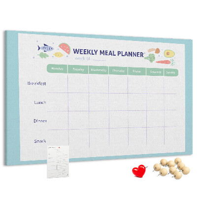 Pizarra de corcho planificador semanal de comidas