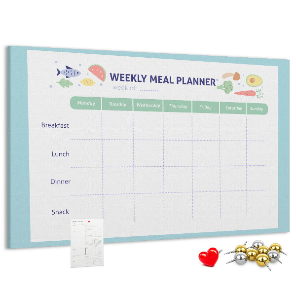 Pizarra de corcho planificador semanal de comidas