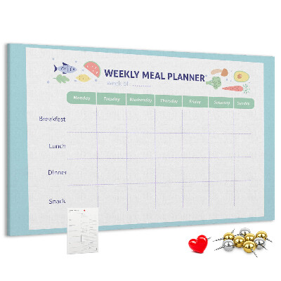 Pizarra de corcho planificador semanal de comidas
