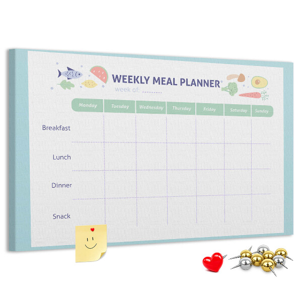 Pizarra de corcho planificador semanal de comidas