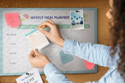Pizarra de corcho planificador semanal de comidas