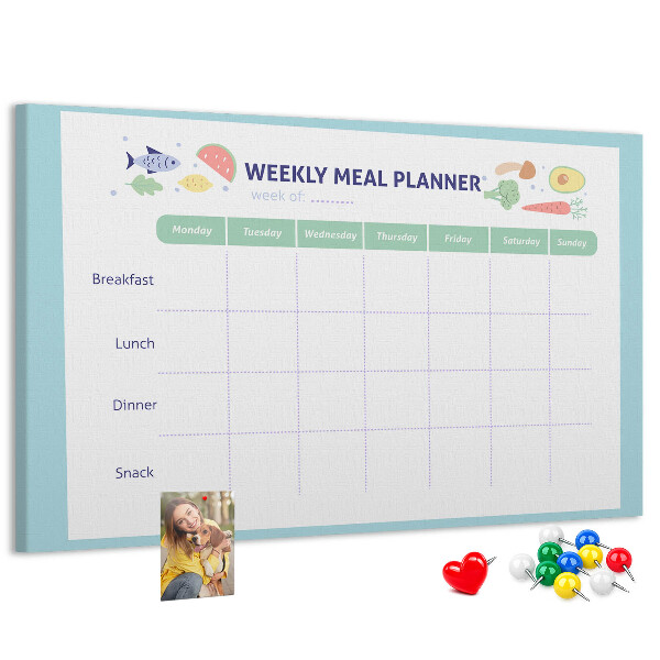 Pizarra de corcho planificador semanal de comidas
