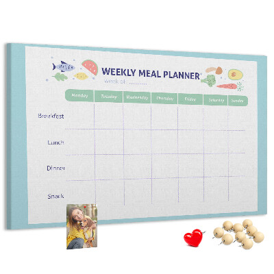 Pizarra de corcho planificador semanal de comidas