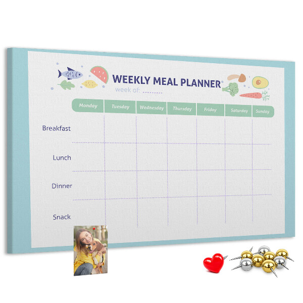 Pizarra de corcho planificador semanal de comidas