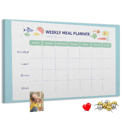 Pizarra de corcho planificador semanal de comidas