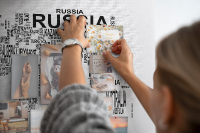 Tablero de anuncios mapa del mundo con nombres de países