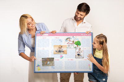 Tablero de corcho decorativo agenda anual con estampado de frutas