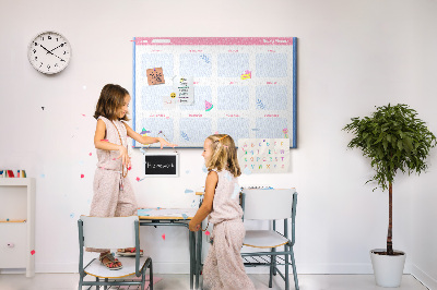 Tablero de corcho decorativo agenda anual con estampado de frutas