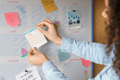 Tablero de corcho decorativo agenda anual con estampado de frutas